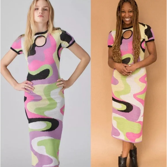 NWT Urban Outfitters Another Girl Size XS Midi Dress - Knit Retro 100% Cotton - Picture 1 of 8